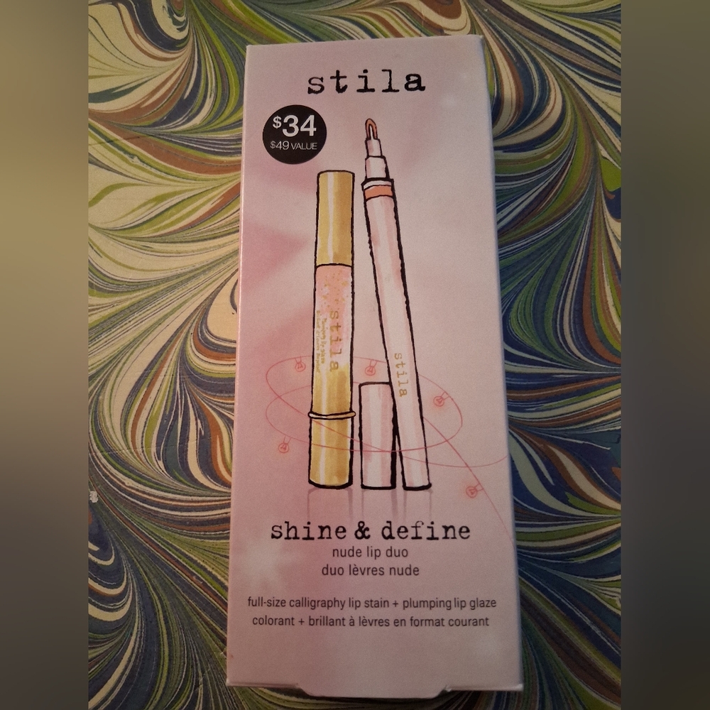 Stila Shine & Define NUDE LIP DUO NIB Plumping Lip Glaze & Stain